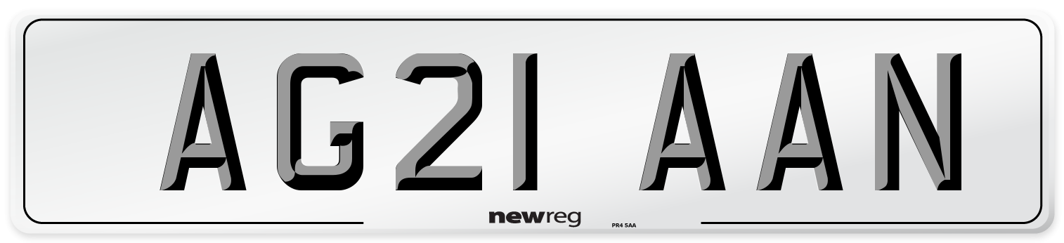 AG21 AAN Number Plate from New Reg